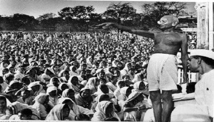 1930: Gandhiji defying an unjust law, on the Salt March