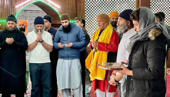 Priyanka and Rahul Gandhi Visit Kheer Bhawani temple, Hazratbal shrine in Jammu and Kashmir