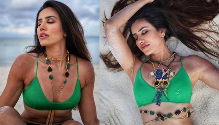 Pyaar Ka Punchnama Actress Sonnalli Seygall Burns Gram with her Hot Green Bikini Look - Pics