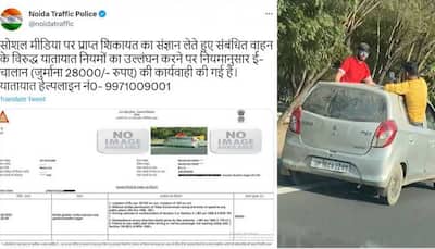 Noida Police Slaps Rs 28,000 Fine on Youths for Dangerous Driving, Sitting on Car's Window
