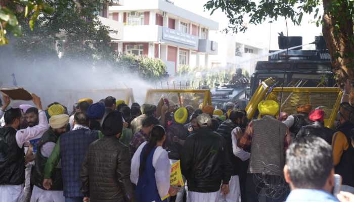 Water Cannon Used Against AAP Workers Protesting Over Adani Issue In Chandigarh