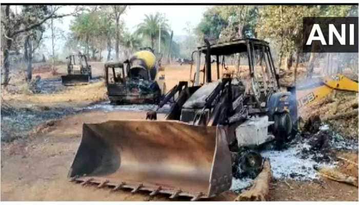 Chhattisgarh: Vehicle, Road Construction Machinery set Ablaze by Naxals in Kanker