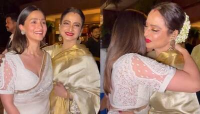Bollywood Beauty in Generations: Alia Bhatt, Rekha Share Adorable Moment at Dadasaheb Phalke Awards Red Carpet- Watch