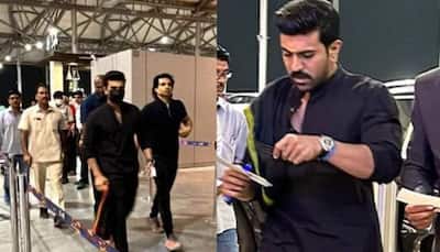 RRR Star Ram Charan Walks Barefoot at Airport as he Heads off for Oscars 2023- See Viral Pics 