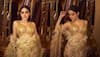 Urfi Javed Breaks Internet in Golden Embroidered Silk Tulle Saree for Abu Jani-Sandeep Khosla- See Pics 