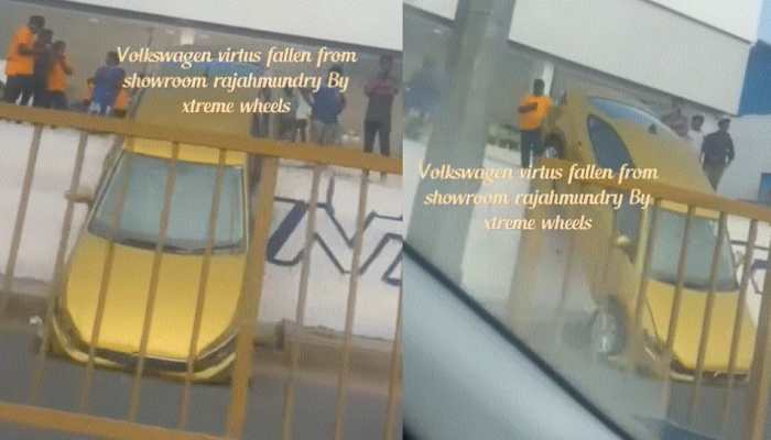 Brand New Volkswagen Car Crashed Out of Dealership During Delivery Process, Check Shocking Pics