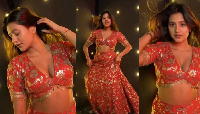 Kacha Badam Girl Anjali Arora's Hot Dance in Red Lehenga Choli ...