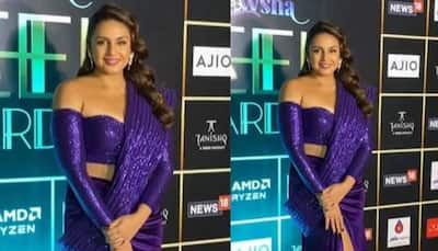 Huma Qureshi Brutally Body-Shamed For Wearing Blue Shimmery Thigh-High Saree, Netizens Ask ‘Is She Pregnant?’- Watch