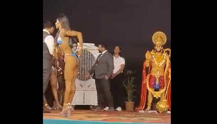 Bikini-Clad Women Bodybuilders Flex Muscles In Front of Hanuman Idol in MP, Spark Row - WATCH 