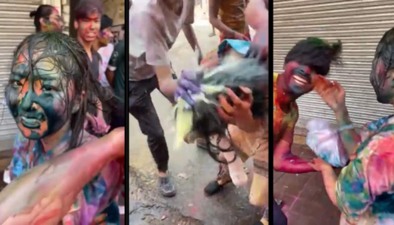Holi Sexy Lady Xxx - Shocking: Japanese Woman Manhandled During Holi Celebration In Delhi, Slaps  Man To Escape - Watch | viral News | Zee News