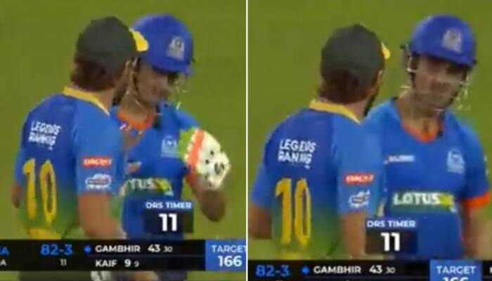 Watch: Shahid Afridi Asking Gautam Gambhir For DRS Call During LLC&#039;s Asia Lions Vs India Maharajas Match, Video Goes Viral