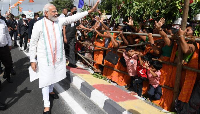 PM Modi Holds Massive Roadshow In Poll-Bound Karnataka Ahead Of Bengaluru-Mysuru Expressway Inauguration