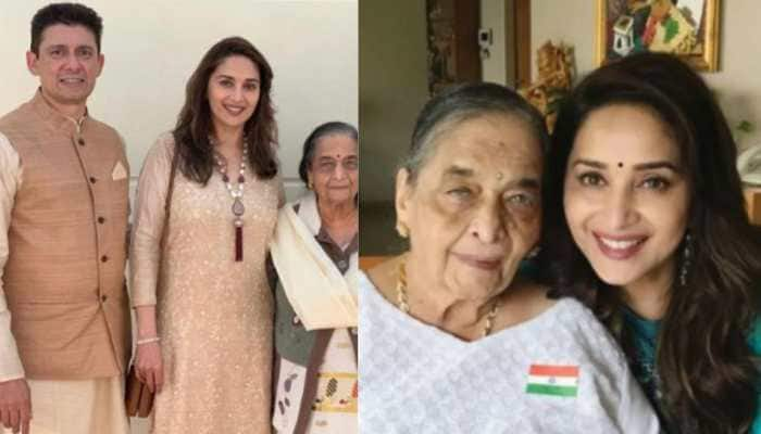 Madhuri Dixit Leaves For Mother Snehlata Dixit’s Funeral With Husband Shriram Nene, Son Ryan- See Pics