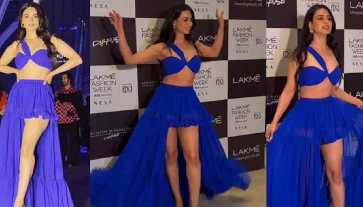1260px x 720px - Soundarya Sharma Twists And Twirls In Electrifying Blue Bralette Top and  Mini Skirt With Trail - Watch | People News | Zee News