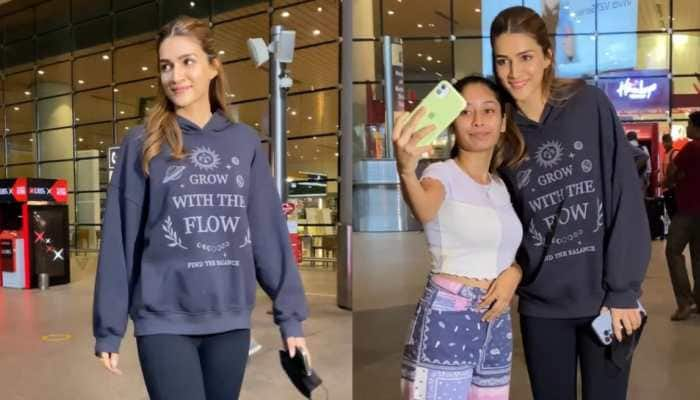 &#039;Bhediya&#039; Star Kriti Sanon Obliges Her Fans With Selfies At Airport, Netizens Are In Awe