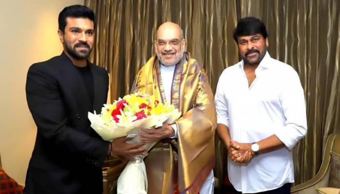 Megastar Chiranjeevi, Son Ram Charan Meet Amit Shah After 'Naatu Naatu' Oscar Win