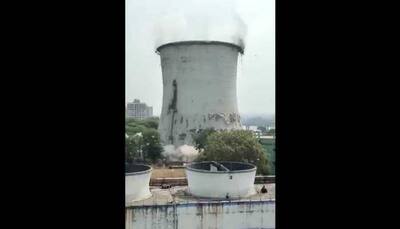 WATCH: 85-Metre-Tall Cooling Tower Demolished Within Seconds By Controlled Explosion In Gujarat's Surat