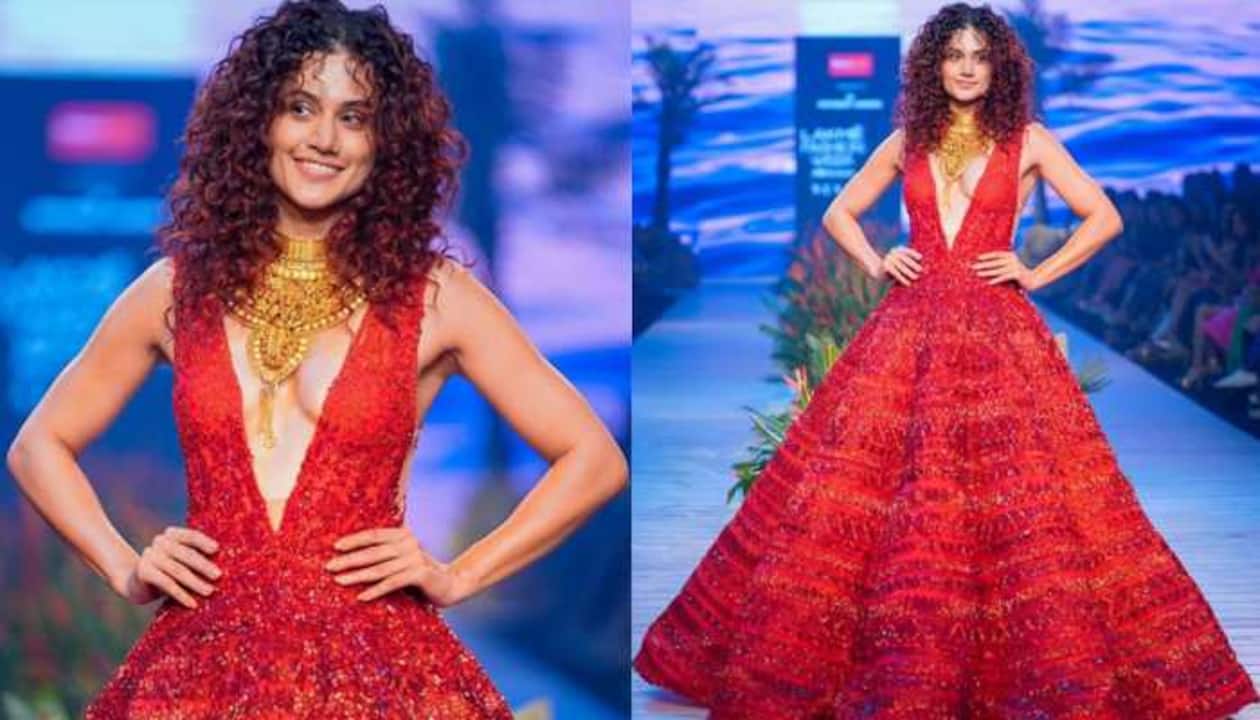 Taapsee Pannu Brutally Bashed For Wearing Goddess Lakshmi Necklace With A  Bold Red Revealing Dress | People News | Zee News