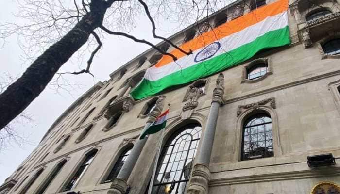 Indian High Commission In UK Raises Huge Tricolour Amid Pro-Khalistan Protests