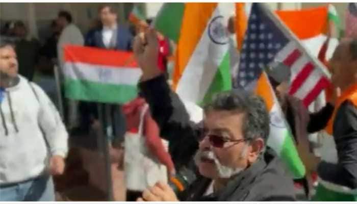 Indian Americans Wave Tricolour At Khalistan Supporters In San Francisco