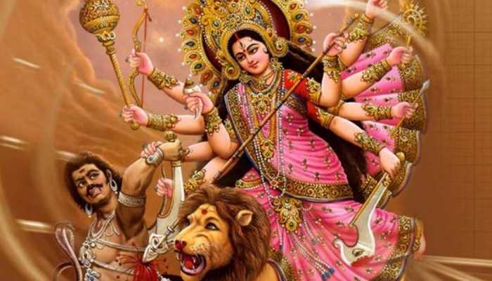 Shiv Shakti Maa Durga,Nav Durga Sherwali MATA,Vashnav Devi Maa Golden Photo  - Murugan/Durga Golden Picture (5x7 Photo Paper only)