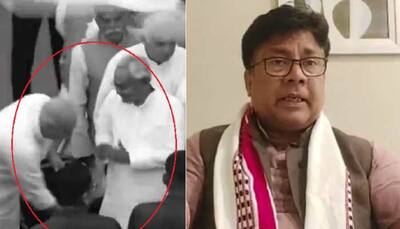 Watch: Bihar Education Minister Chandra Shekhar Yadav Touches Nitish Kumar's Feet; BJP Questions Gesture