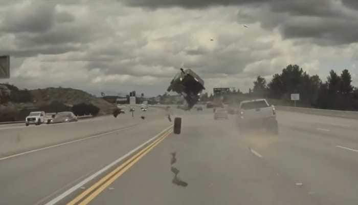 Watch: Fast-Moving Car Tossed In Air After Getting Hit By A Loose Wheel, Horrific Accident Leaves Netizens In Shock