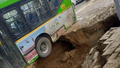 Delhi Road Caving: Traffic Police Issues Advisory As Bus Gets Near Hauz Rani