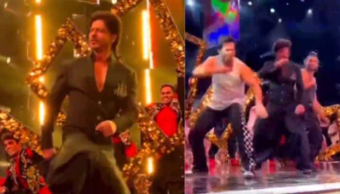 Shah Rukh Khan Breaks Internet As He Performs ‘Jhoome Jo Pathaan’ Hook Step With Varun Dhawan, Ranveer Singh At NMACC- Watch Viral Video 