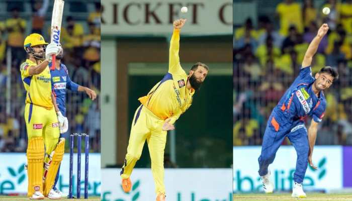 Ruturaj Gaikwad (from left), Moeen Ali and Ravi Bishnoi. (Photo: IANS/ANI)
