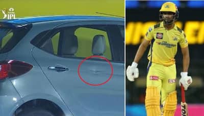 IPL 2023: Ruturaj Gaikwad's Six Damages Brand New Tata Tiago.ev On Display, Image Goes Viral