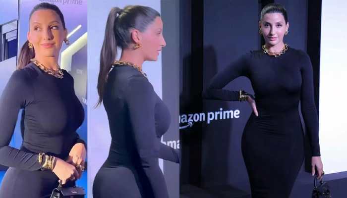 Nora Fatehi Faces Oops Moment In Black Tight-Fitted Bodycon, Fixes Her Dress At Citadel Premiere - Watch