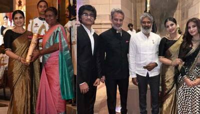 Raveena Tandon Poses With SS Rajamouli During Padma Awards 2023- See Pics