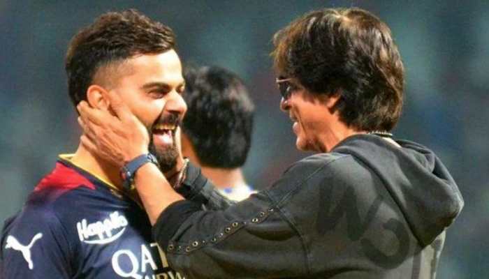 WATCH: KKR Owner Shah Rukh Khan Hugs Virat Kohli, Teaches Him Hook Step To ‘Jhoome Jo Pathaan’ At Eden Gardens