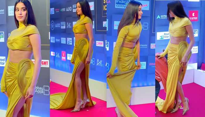Janhvi Kapoor Gracefully Averts Tripping In A Cut-Out Gown, Netizens Ask 'Why This Extra Trail' - Watch 