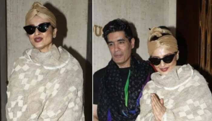 Rekha Recreates Her Iconic Look From The 80s With A Stylish Golden Headwrap 