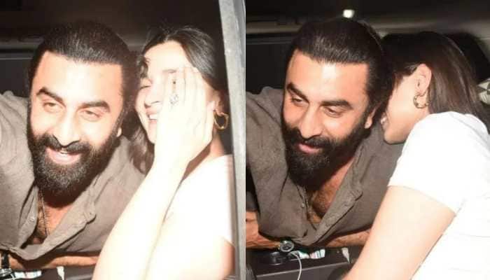 Alia Bhatt Can&#039;t Stop Giggling As Paps Wish Her And Ranbir Kapoor On First Wedding Anniversary - Watch