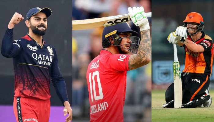 Virat Kohli (from left), Alex Hales and David Warner. (Photo: IANS/Twitter)