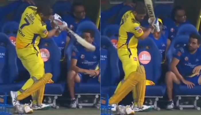 MS Dhoni Almost Hits Deepak Chahar With Bat In Chennai&#039;s Dugout, Scared CSK Pacer&#039;s Video Goes Viral - Watch