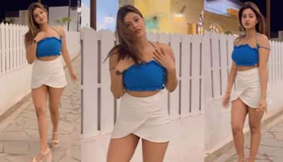 Kacha Badam Girl Anjali Arora Steps Out In White Mini Skirt And Blue Halter Top, Shares Sassy Video - Watch