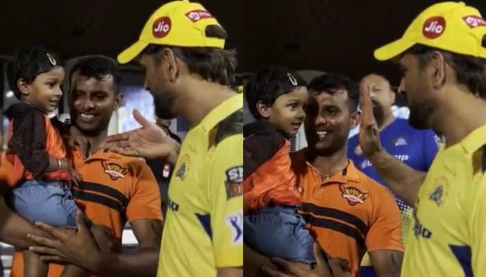 Watch: MS Dhoni&#039;s Adorable Moment With T Natrajan&#039;s Daughter Wins Hearts, Video Goes Viral