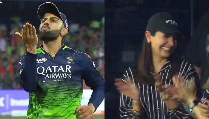 Watch: Virat Kohli's Flying Kiss To Anushka At RCB vs RR Clash Steals Hearts