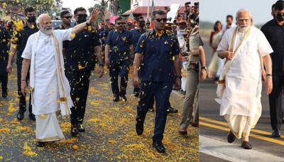 PM Modi Dons Traditional Mundu, Shawl And Kurta, Holds Mega Roadshow In Kerala's Kochi