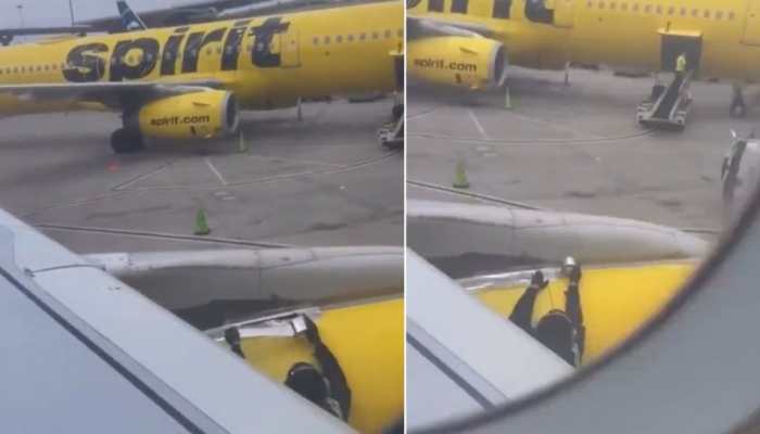 Spirit Airlines Worker Fixing Aircraft&#039;s Wing With Tape Leaves Netizens In Shock: Watch Video