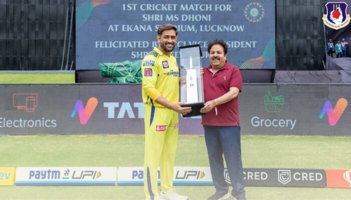 Watch: MS Dhoni Felicitated At Lucknow's Ekana Sports City Stadium Befoe LSG vs CSK Match