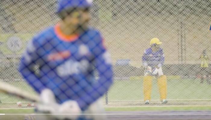 Watch: MS Dhoni, Rohit Sharma Show-Off Muscle Power In Adjacent Nets Ahead Of IPL&#039;s &#039;El Clasico&#039;