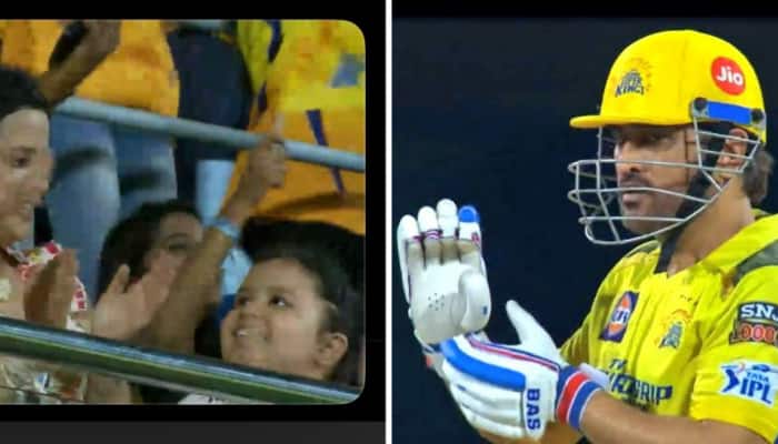Watch: Sakshi And Ziva Dhoni Celebrate MSD&#039;s Six During CSK vs DC Clash, Cute Video Goes Viral