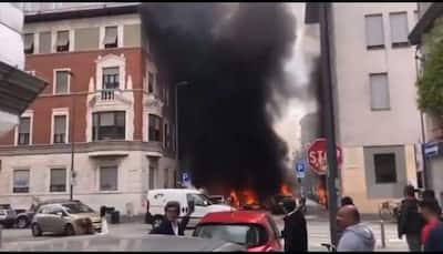 Several Vehicles In Flames After Explosion In Italy's Milan, Rescue Operations On