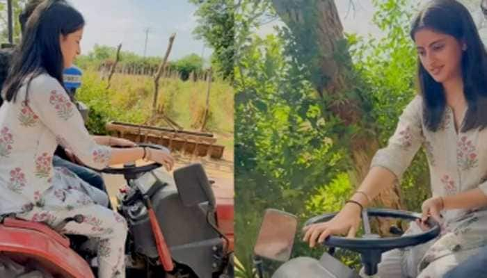 Amitabh Bachchan&#039;s Granddaughter Navya Nanda Drives Tractor In Village - Watch Trending Video