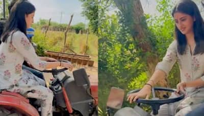 Amitabh Bachchan's Granddaughter Navya Nanda Drives Tractor In Village - Watch Trending Video